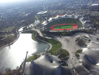 olympia věž, olympijský park, olympiasee, Pohled, výhled, vyhlídková věž, olympijský stadion, Mnichov, stadión, horní, perspektivní