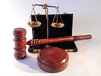 brown, gavel, brass-colored balancing scale, hammer, horizontal, court, justice, right, law, case law, clause