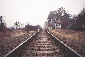 tak berujung kereta api, tak berujung, kereta api, kabut, jalur kereta api, transportasi, baja, vanishing point, perjalanan, di luar ruangan, berkurangnya perspektif