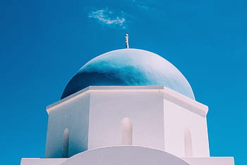classic, blue-domed church, classic blue, domed, church, Greece, architecture, santorini, cyclades Islands, blue, dome