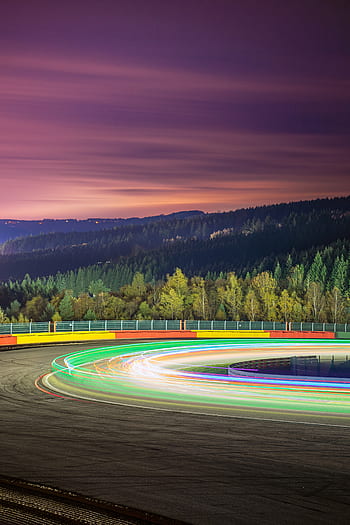 race spor, spa, belgien, lang eksponering, race, motorsport, hurtig, hastighed, nat, lys, lys hale