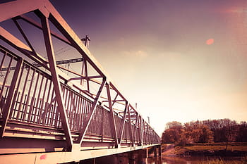 lain, edit, Jembatan Baja, jembatan, baja, luar, sungai, langit, jembatan - Struktur Buatan Manusia, matahari terbenam, alam