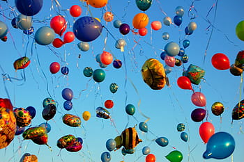 assorted-color balloon lot, Balloons, Fly, Colorful, Air, Fun, sky, celebration, color, summer, blue