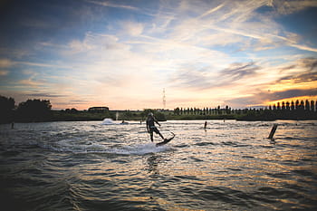 jetsurf esportes aquáticos diversão, água, esportes, diversão, noite, esportes radicais, jetsurf, esporte, pôr do sol, natureza, céu