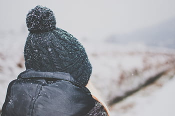 person, wearing, black, bobble cap, selective, focus photography, bobble, hat, leather, jacket, girl