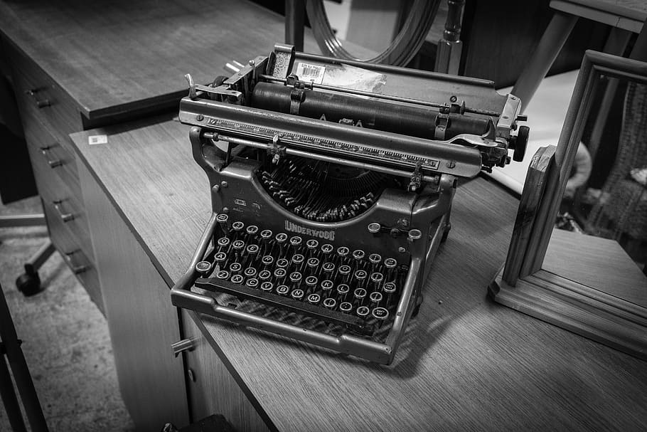 vintage, typewriter, desk, antique, writer, keys, retro, writing, journalist, office, author