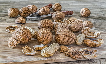 bunch of wallnuts, nuts, walnuts, left untreated, walnut, nut, fruit bowl, brown, eat, food, shell