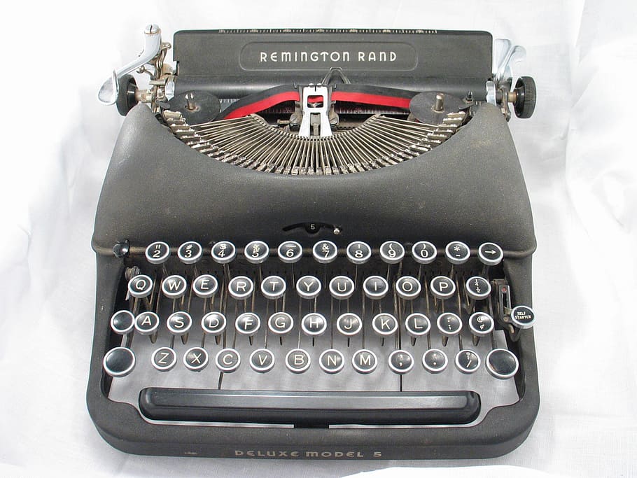 Černá, psací stroj remington rand, psací stroj, starý, vinobraní, antický, retro, stroj, kov, klávesnice, kancelář