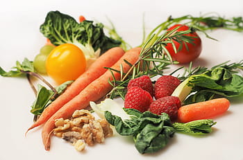 variety, fruits, vegetables, carrot, kale, walnuts, tomatoes, vegetable, food, healthy, diet