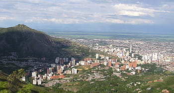 přijata, cristo rey hill, panoráma, cali, cristo rey, Kolumbie, budova, město, panoráma města, mraky, fotky