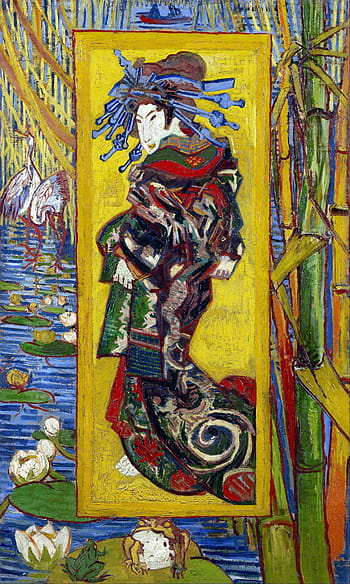 close-up, geisha painting, post impressionist, post impressionism, fine art, dutch, painter, colorful, japan, asia, geisha