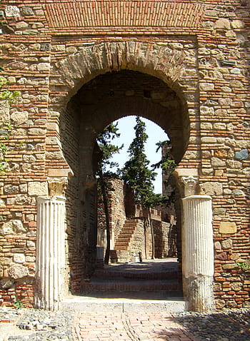 fotbalová branka, průchod, malaga, Španělsko, alcazaba, maurský, arabština, hrad, příjem, vstup, středověk