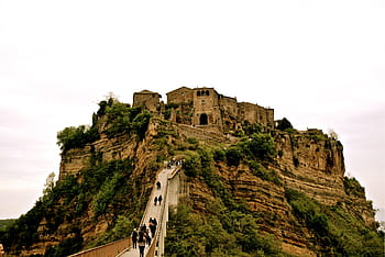 lidé, chůze, skvělý, zeď, Čína, hnědý, hrad, během dne, město, vesnice, kopec
