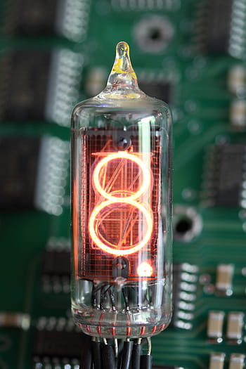 nixie, tube, indicator, vacuum, digit, glass, electronic, display, equipment, eight