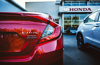 Červené, honda, občanské, zadní světlo, detailní fotografie, během dne, auto, vozidlo, lesklý, parkoviště, obchod