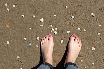 person, wearing, gray, pants, standing, sand, Feet, Mussels, Sand Beach, beach, sandy