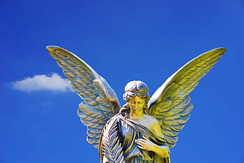 focus photo, angel statue, angel, stone, sculpture, figure, deco, angel figure, religion, tombstone, decoration stone