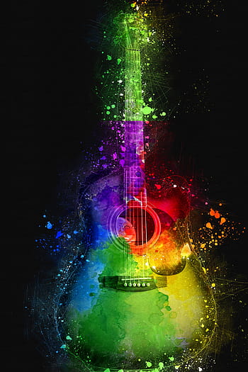 multicolored, single, cutaway guitar wallpaper, acoustic guitar, guitar, musical instrument, music, instrument, sound, string, rock