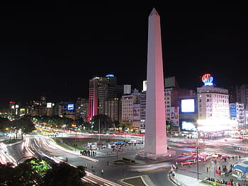 monumento in cemento bianco, Buenos Aires, argentina, obelisco, città, capitale, strada, monumento, traffico, luci, urbano