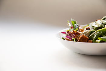 insalata di verdure, bianca, ceramica, piatto, verdura, insalata, Salute, verde, foglia, ciotola, prima colazione