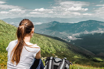 Tourist, traveler, background, valley, landscape, view, adventure, backpack, backpacker, cloud, clouds