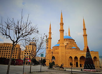 zlato, modrý, mešita, mešita mohammad amin, Beirut, Libanon, islámský, architektura, muslimský, historický, uctívání
