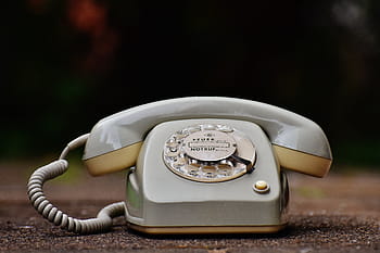 selective, focus photography, rotary, telephone, old phone, 60s, 70s, grey, dial, post, phone