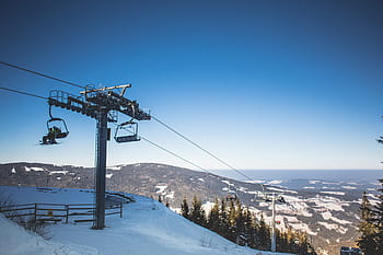 gunung, atas:, ski, angkat, Puncak Gunung, Lift Ski, dingin, hutan, bukit, alam, panorama