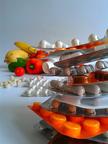 vitamines, comprimés, guérir, pharmacie, tablette, offrez-vous, médicaments, médical, des légumes, fruit, tomber malade