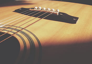 chitarra acustica marrone, macro, tiro, Marrone, chitarra, acustico, stringhe, musicale, strumento, sfocatura, musica