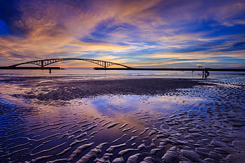 body of water, Magong, silhouette, bridge, calm