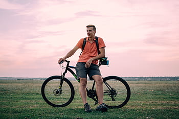 verde, erba, natura, all'aperto, avventura, viaggio, nuvole, cielo, bicicletta, persone, uomo