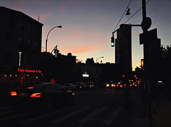 silhueta foto, construção, branco, céu, foto, carros, corrida, rua, Pôr do sol, amanhecer, Sombrio