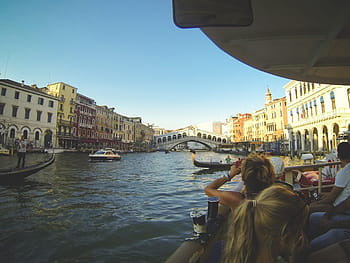 Venesia, Italia, Berlayar, Kanal Grande, jembatan, rialto, vaporetto, venezia, Venesia - Italia, kanal, gondola