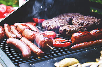 maso, klobásy, bbq, jídlo pití, grilování, vaření, jídlo, gril, masa, grilovaný, teplota - teplota