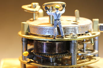 movement, mechanics, miniature figures, technology, clock, repair, metal, steel, machine, industry, workers