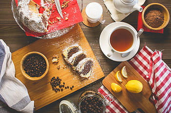 desayuno dulce de la mañana, dulce, mañana, desayuno, cidra, café, comida, hambre, pastel de mármol, té, delicioso