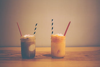 two, clear, glass jars, juice, photography, glass, jars, filled, white, black, liquid