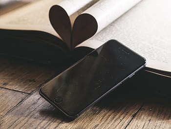 espace, gris, iphone 6, penché, livre, amour, cœur, romance, Couleur, modèle, Valentin