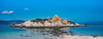 skalní ostrov, obklopen, voda, pobřeží, fotografie, moře, oceán, modrý, ostrov, skály, útes