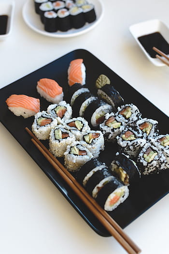 domácí sushi talíř, domácí výroba, sushi, talíř, jídlo, plody moře, Japonsko, maki sushi, tyčinky, gurmán, japonská kultura