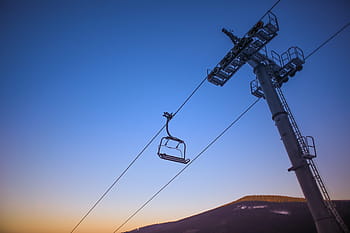 lift ski matahari terbenam, Matahari Terbenam, Lift Ski, dingin, pegunungan, panorama, ski, langit, salju, musim dingin, overhead Cable Car