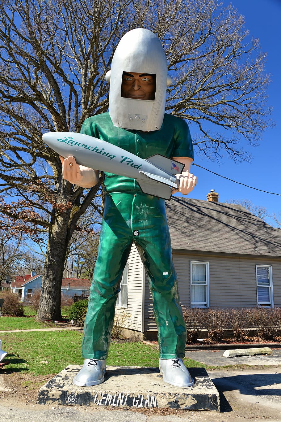 gemini obra, trasa 66, wilmington, illinois, restaurace, matka silnice, raketa, kosmonaut, astronaut, retro, ano