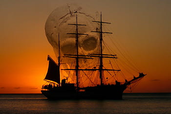 nave, mar, pirata, scheletro, barca, spiaggia, sale, viaggio, cielo, nave dei pirati, mare aperto