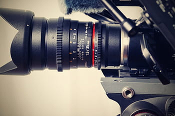 black, dslr camera, telephoto lens, sony, lens, walimex, camera, focal length, close, video, retro look