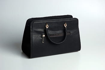 black, leather, tote, bag, white, background, handbag, simplicity, studio