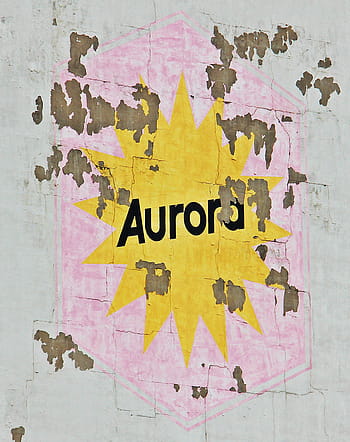 aurora building, facade, wall, lettering, weathered, patina, building, flour production, flour production facility, flour production company, flour production plant