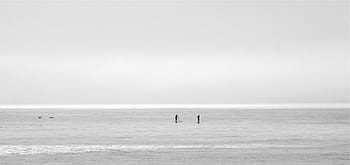 dva, Černá, příspěvků, moře, během dne, pobřeží, oceán, horizont, nebe, pádlování, Černý a bílý