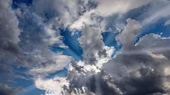 crepuscular rays, sky, clouds, blue, clouds form, covered sky, sunny, bright, white, rays