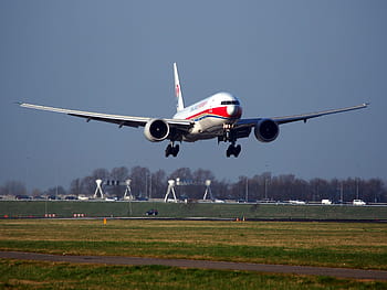 bílý, letadlo, během dne, Čína nákladní letecké společnosti, boeing 777, letoun, přistání, letiště, přeprava, letectví, proud